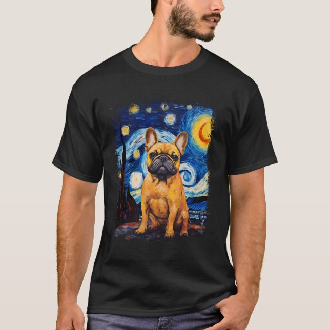 French Bulldog Starry Night Dogs T-Shirt (Front)