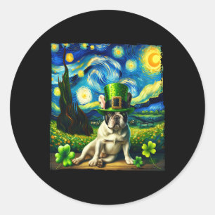 French Bulldog Starry Night Saint Patricks Day Dog Classic Round Sticker