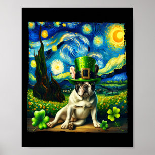 French Bulldog Starry Night Saint Patricks Day Dog Poster