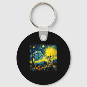 French bulldog starry night van gogh dog mum key ring
