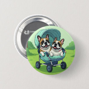 French Bulldog Stroller 6 Cm Round Badge