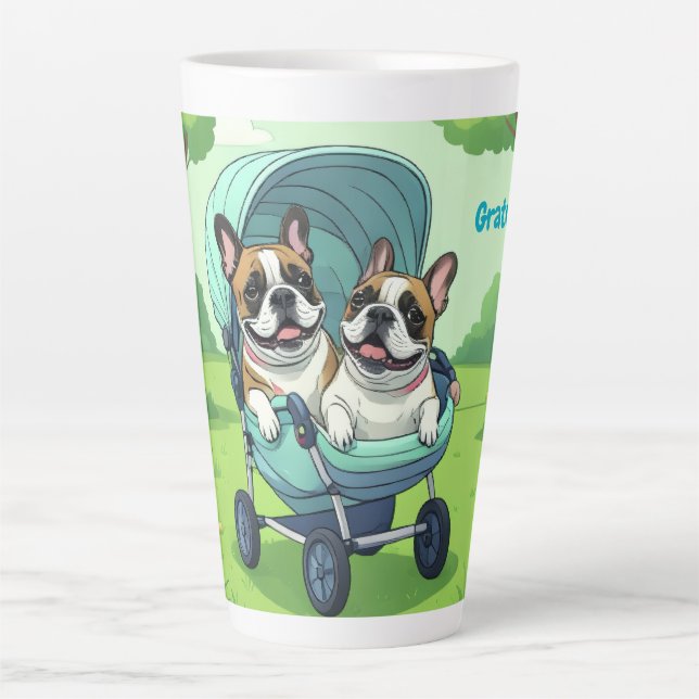 French Bulldog Stroller Latte Mug (Front)