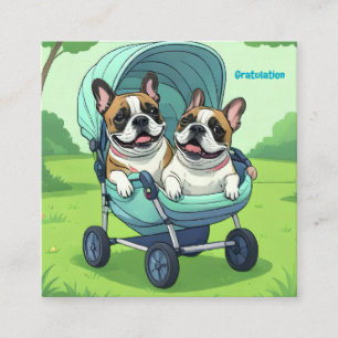 French Bulldog Stroller Square Business Card