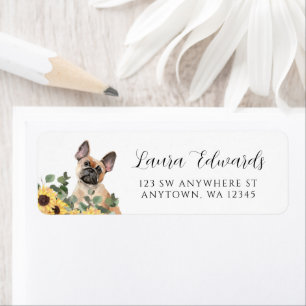French Bulldog Sunflower Eucalyptus Return Address Return Address Label