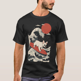 French Bulldog Surfing Japanese T-Shirt