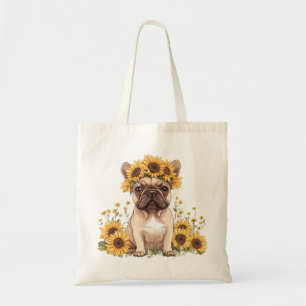 French Bulldog Surrounded By Sunflowers Tote Bag