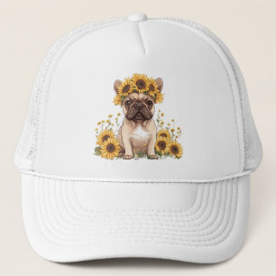French Bulldog Surrounded By Sunflowers Trucker Hat