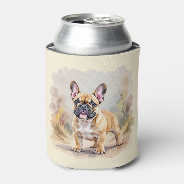 French Bulldog Tan Fawn-Colored Cute Frenchie Dog Can Cooler (Can Front)