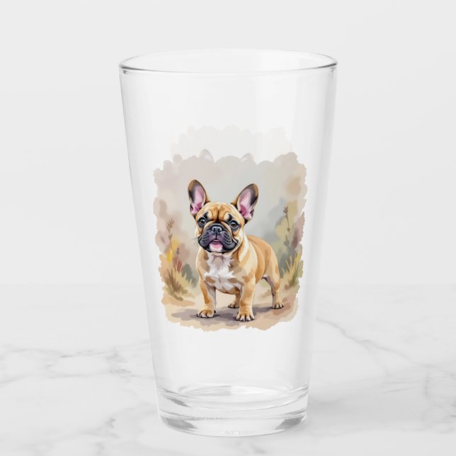 French Bulldog Tan Fawn-Colored Cute Frenchie Dog Glass (Front)