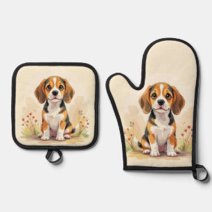 French Bulldog Tan Fawn-Colored Cute Frenchie Dog Oven Mitt & Pot Holder Set