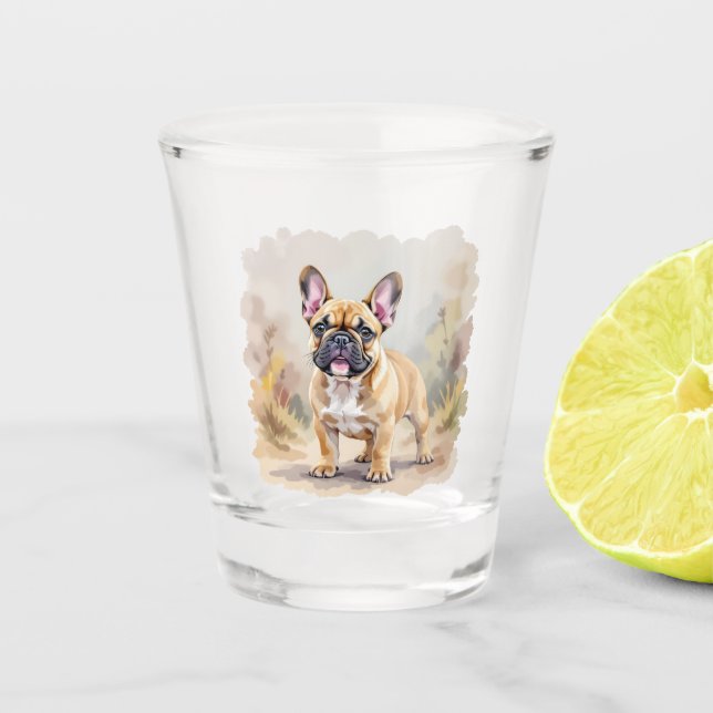 French Bulldog Tan Fawn-Colored Cute Frenchie Dog Shot Glass (Front)