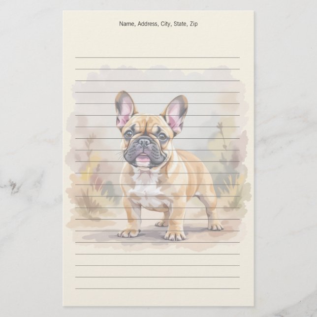 French Bulldog Tan Fawn-Colored Cute Frenchie Dog Stationery (Front)