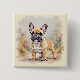 French Bulldog Tan Fawn-Coloured Cute Frenchie Dog 15 Cm Square Badge