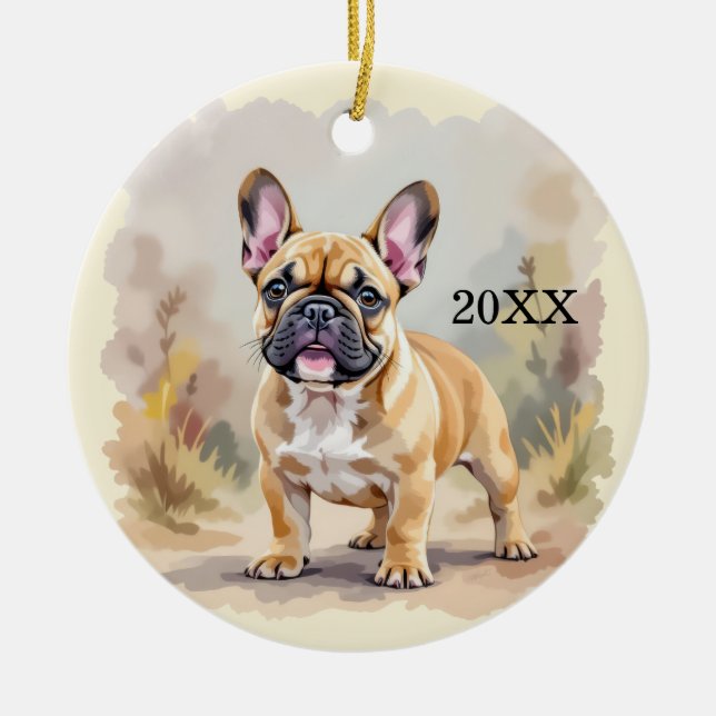 French Bulldog Tan Fawn-Coloured Cute Frenchie Dog Ceramic Ornament (Front)