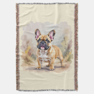 French Bulldog Tan Fawn-Coloured Cute Frenchie Dog Throw Blanket