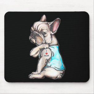 French Bulldog Tattoo I Love Mum Funny Dog Mothers Mouse Pad