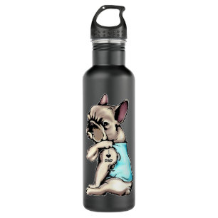 French Bulldog Tattoos I Love Dad Sitting Gift Fat 710 Ml Water Bottle
