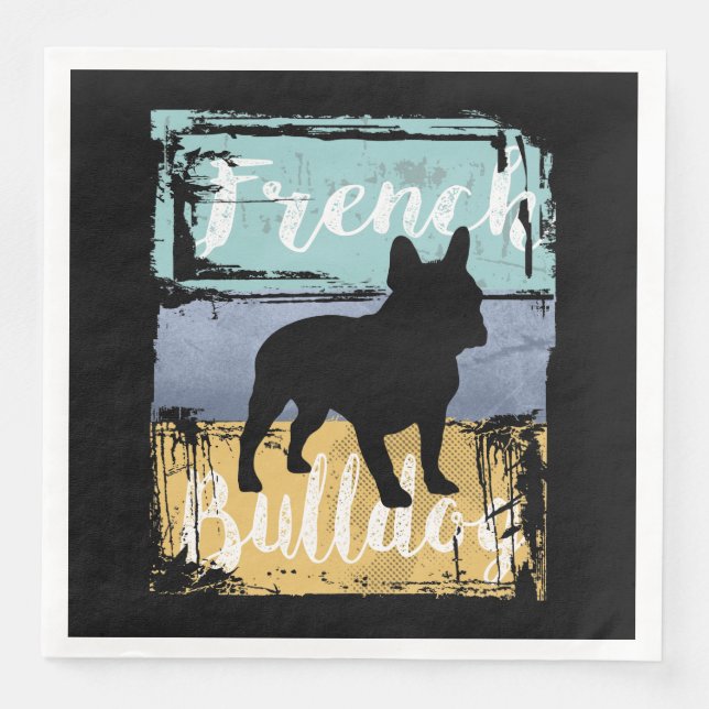 French Bulldog Tee - Retro French Bulldog Dog Napkin (Front)