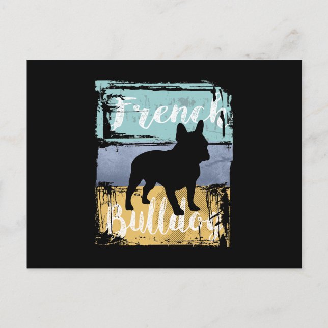 French Bulldog Tee - Retro French Bulldog Dog Postcard (Front)