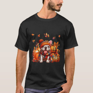 French Bulldog Thanksgiving Leopard Pumpkins Fall T-Shirt
