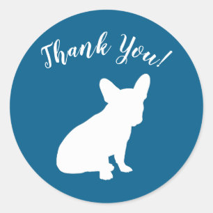French Bulldog Theme Party - Baby Shower Blue Classic Round Sticker