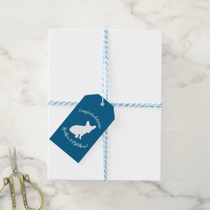 French Bulldog Theme Party - Baby Shower Blue Gift Tags