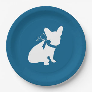 French Bulldog Theme Party - Baby Shower Blue Paper Plate