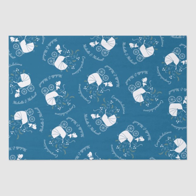 French Bulldog Theme Party - Baby Shower Blue Tissue Paper (Front)