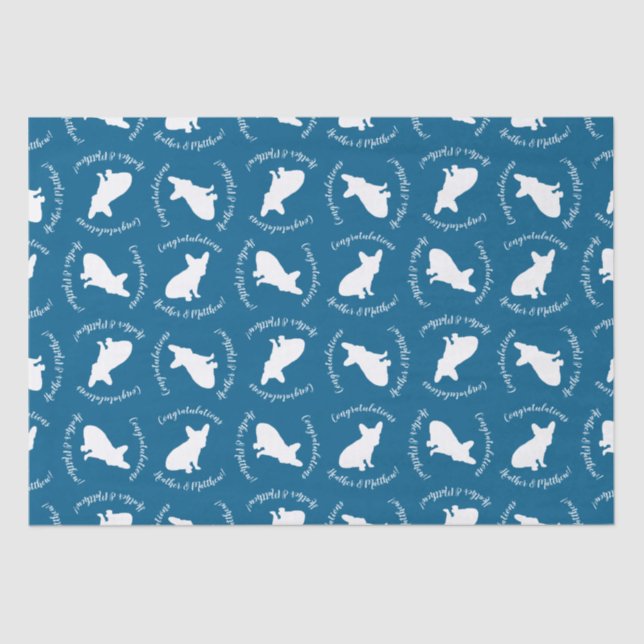 French Bulldog Theme Party - Baby Shower Blue Tissue Paper (Front)