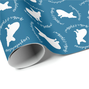 French Bulldog Theme Party - Baby Shower Blue Wrapping Paper
