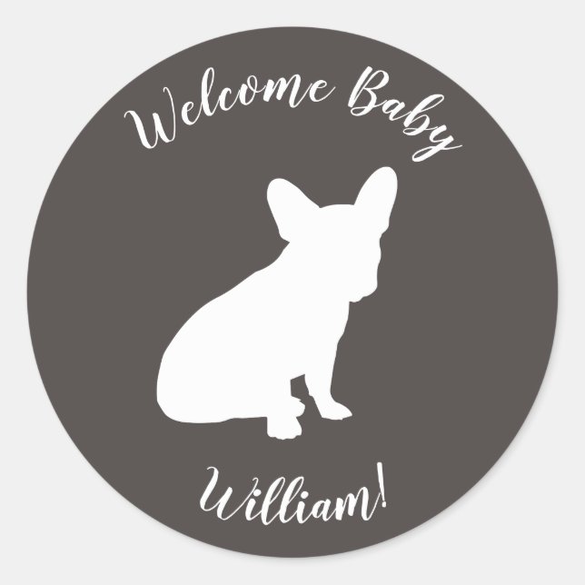 French Bulldog Theme Party - Baby Shower Neutral Classic Round Sticker (Front)