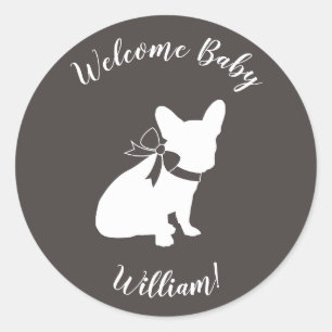 French Bulldog Theme Party - Baby Shower Neutral Classic Round Sticker
