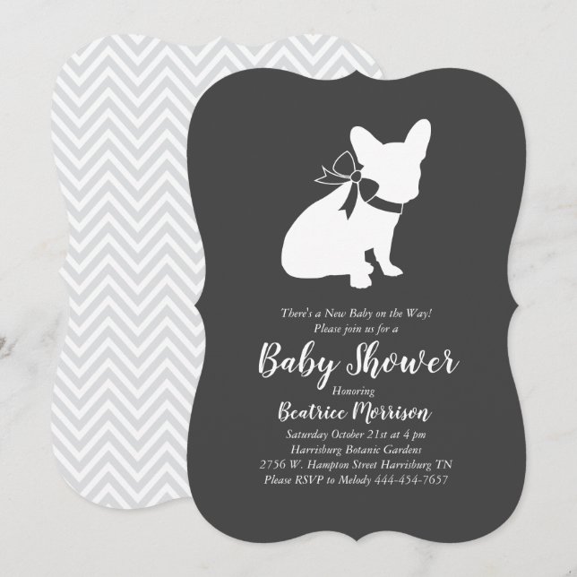French Bulldog Theme Party - Baby Shower Neutral Invitation (Front/Back)