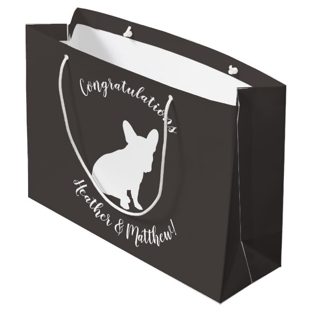 French Bulldog Theme Party - Baby Shower Neutral Large Gift Bag (Back Angled)