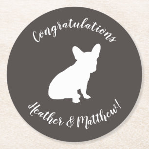 French Bulldog Theme Party - Baby Shower Neutral Round Paper Coaster