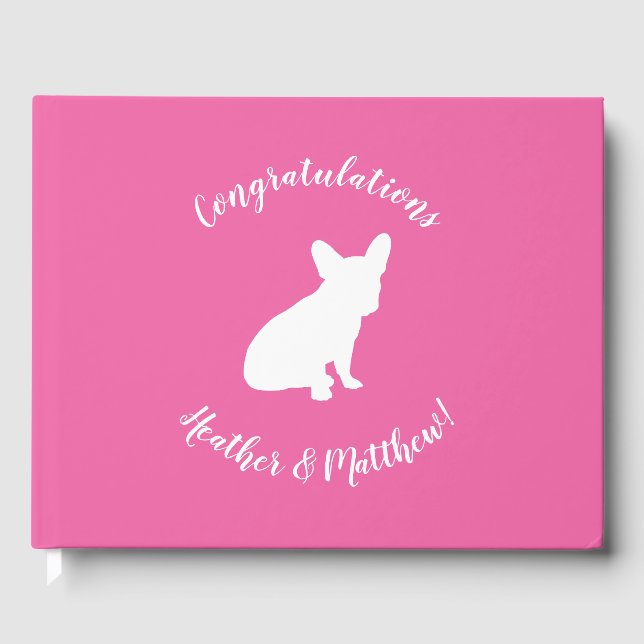 French Bulldog Theme Party - Baby Shower Pink Guest Book (Front)