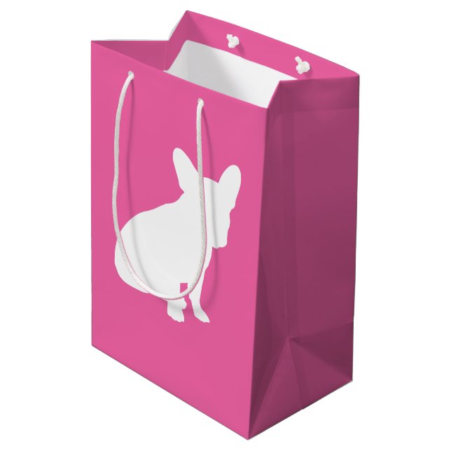 French Bulldog Theme Party - Baby Shower Pink Medium Gift Bag (Back Angled)