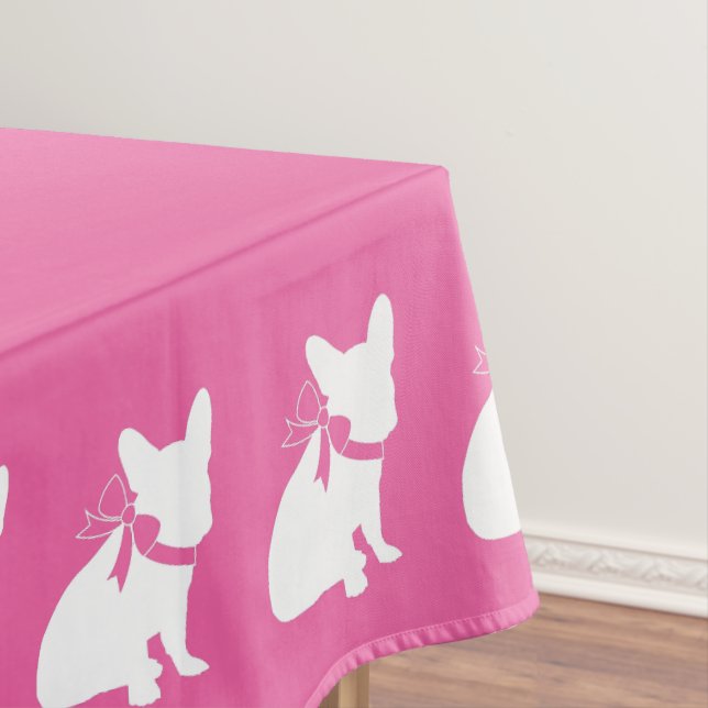 French Bulldog Theme Party - Baby Shower Pink Tablecloth (In Situ)