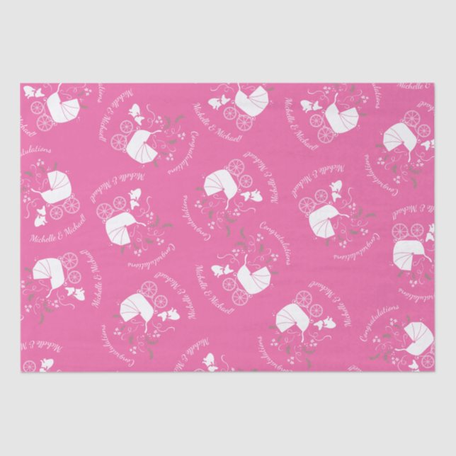 French Bulldog Theme Party - Baby Shower Pink Tissue Paper (Front)