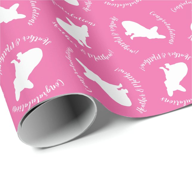 French Bulldog Theme Party - Baby Shower Pink Wrapping Paper (Roll Corner)