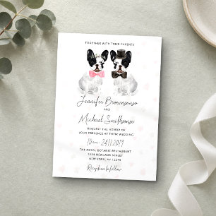 French Bulldog theme paw heart dog wedding Invitation