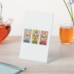 French Bulldog Three Moods Pedestal Sign