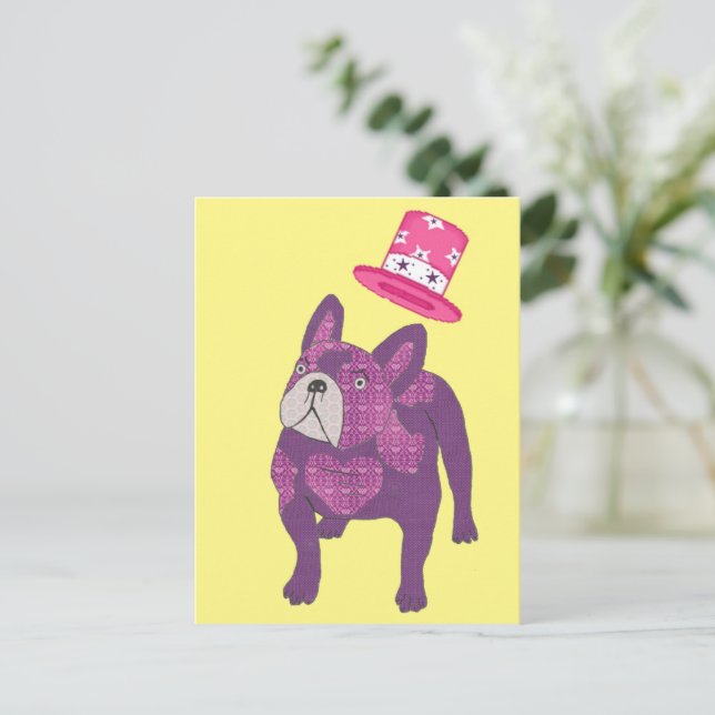French Bulldog Top Hat French Bulldog Postcard (Standing Front)