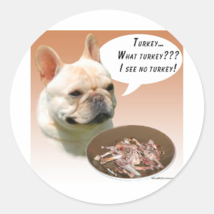 French Bulldog Turkey Classic Round Sticker