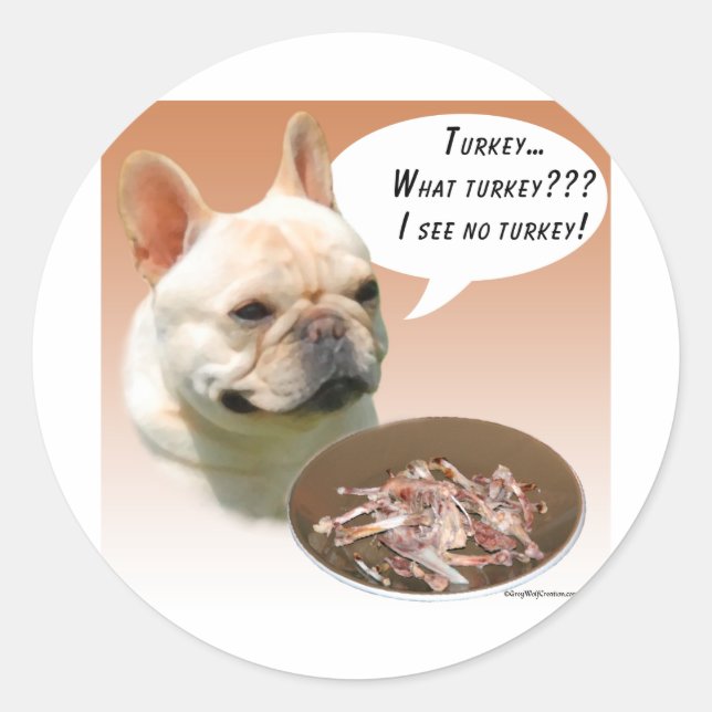 French Bulldog Turkey Classic Round Sticker (Front)