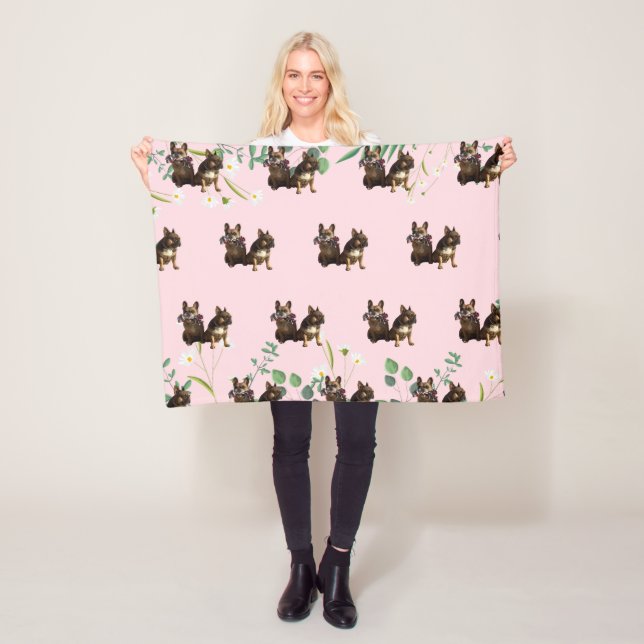French Bulldog two friends French Bulldog Fleece Blanket (In Situ)