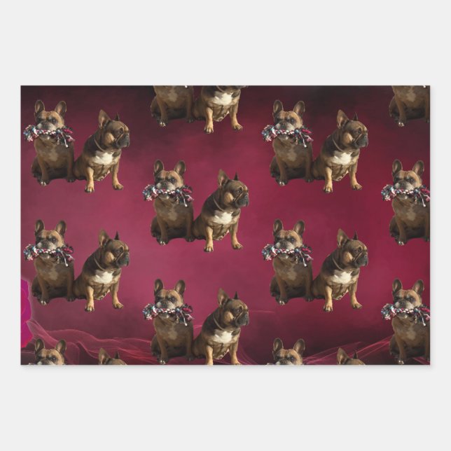 French Bulldog two friends French Bulldog Wrapping Paper Sheet (Front 2)