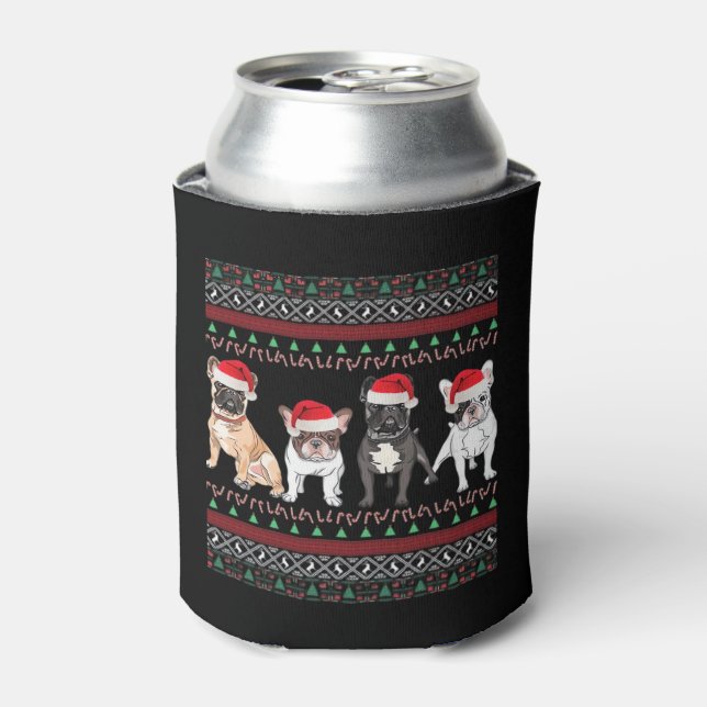 French Bulldog Ugly Christmas Sweater Essential T- Can Cooler (Can Front)