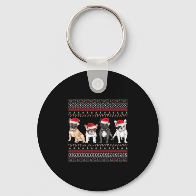 French Bulldog Ugly Christmas Sweater Essential T- Key Ring (Front)