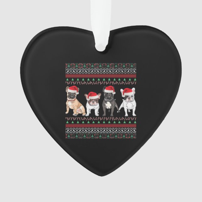 French Bulldog Ugly Christmas Sweater Essential T- Ornament (Front)